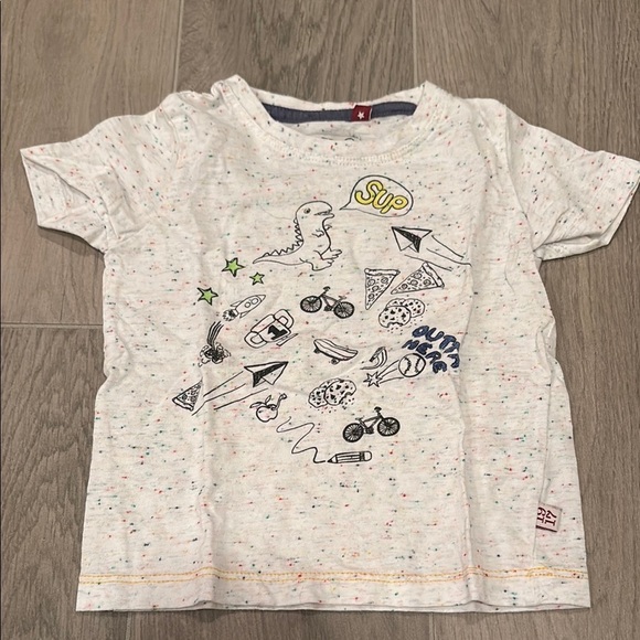 Sovereign Code Kids White Speckled Graphic T-Shirt Size 12M - Picture 1 of 4